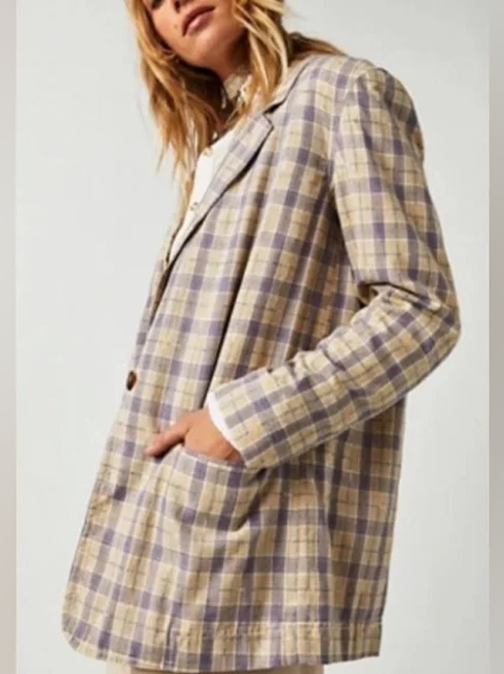 Free People Plaid Beckett Boyfriend Blazer
